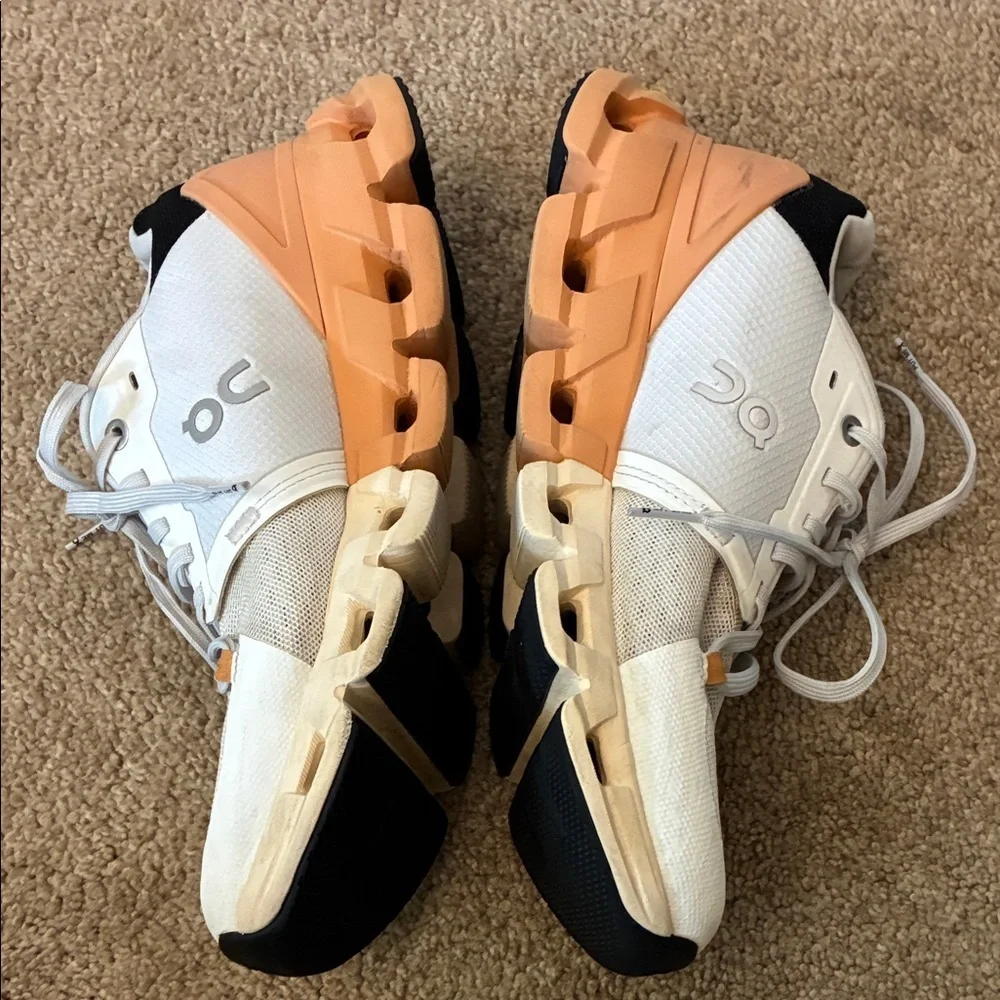 On Running Sneakers in White and Orange size 8